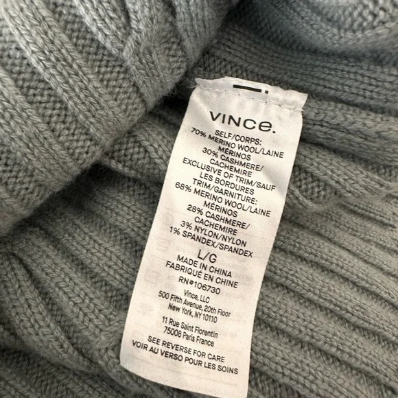 🆕 Vince Poet Sleeve Wool & Cashmere-blend Cardigan in Mineral Sea